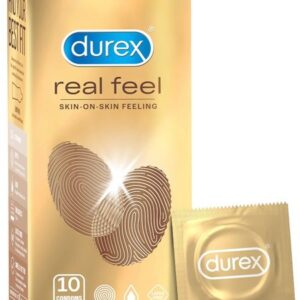 Durex Real Feel Condoms For Men - For Real Skin On Skin Feeling Latex Free