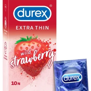 Durex Extra Thin Wild Strawberry Flavoured Condoms For Men