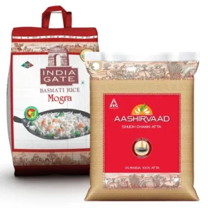 Aashirvaad Shudh Chakki Atta(5kg) & India Gate Basmati Rice Mogra(5kg) Combo